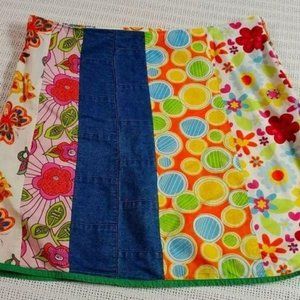 D'Acqua Blu Vibtage Patchwork Unique Multi-Color Zippered Blue Jean Sz 14 Skirt